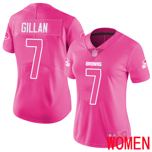Cleveland Browns Jamie Gillan Women Pink Limited Jersey #7 NFL Football Rush Fashion